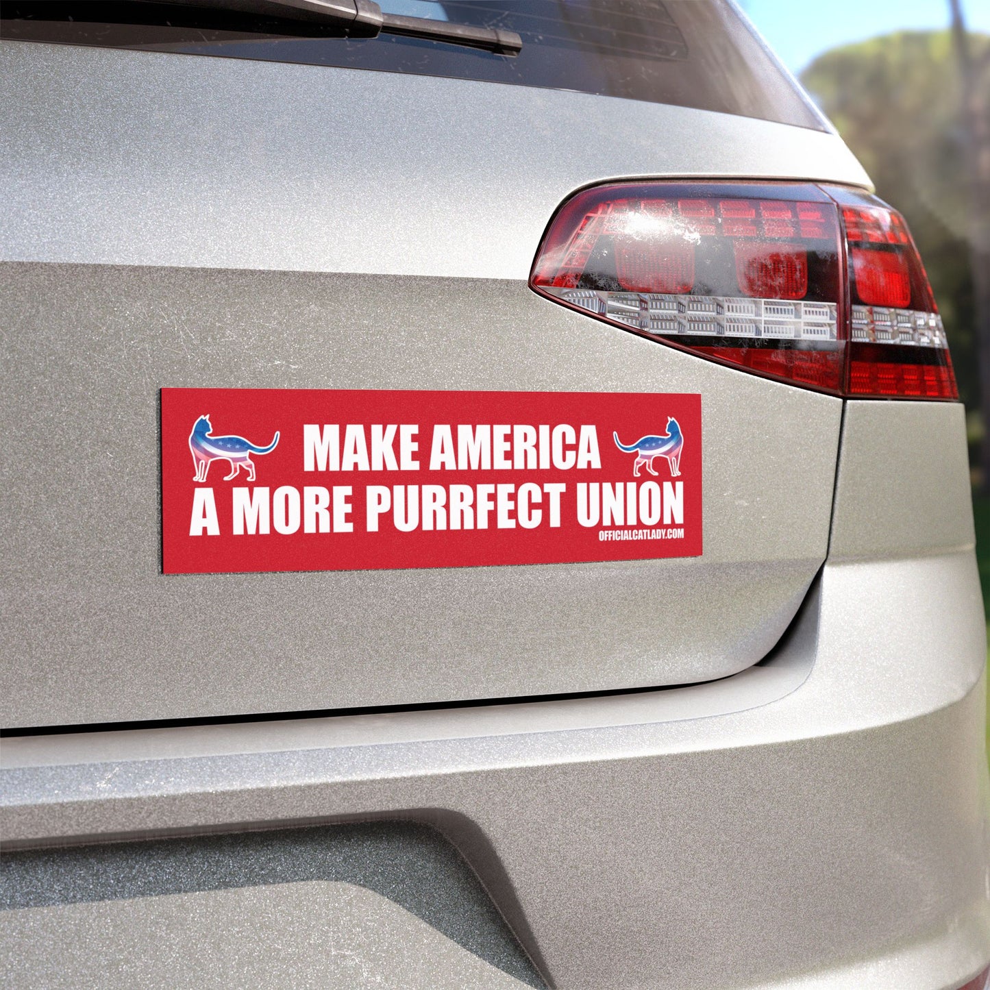Make America A More Purrfect Union - Red - Cat-Themed Car Magnet