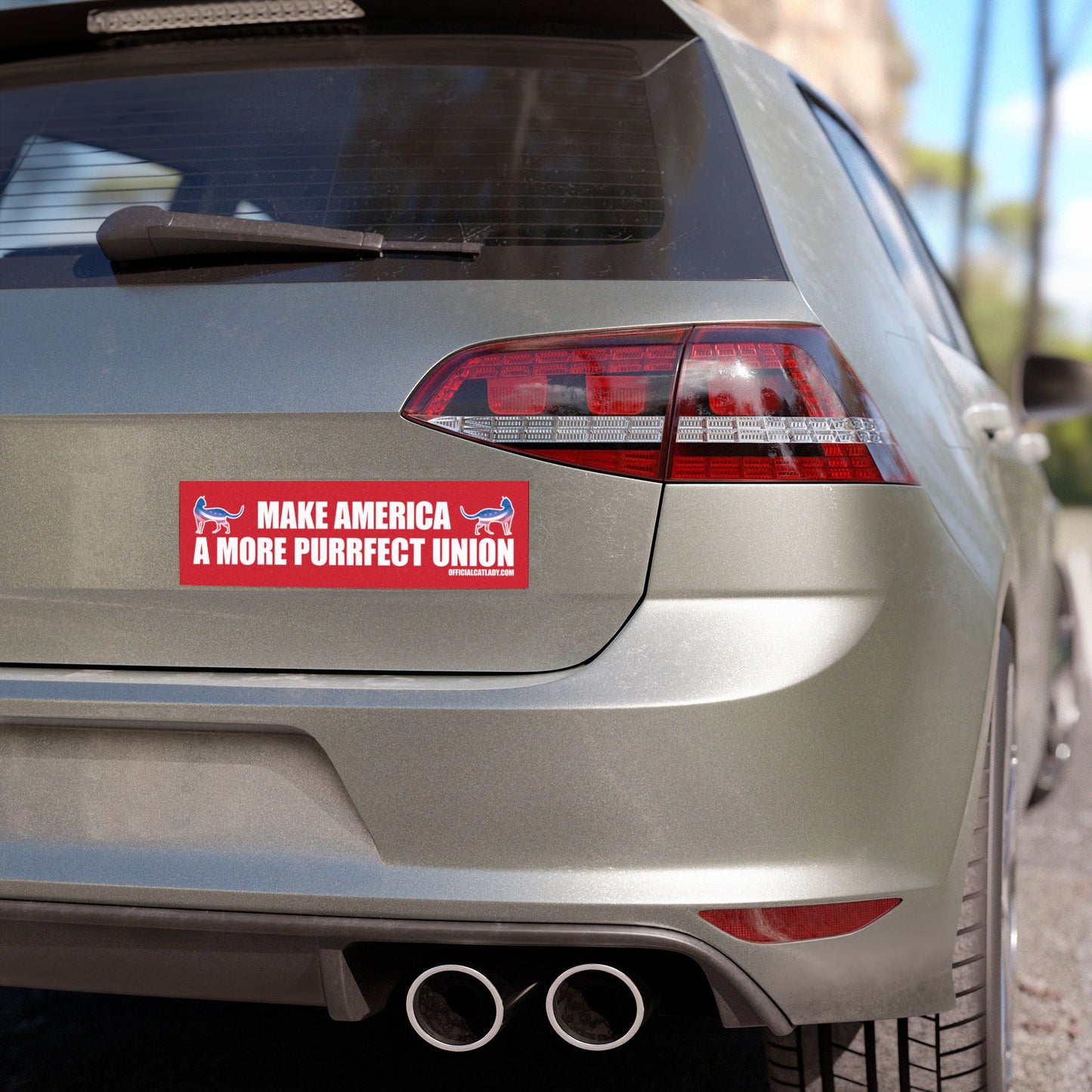 Make America A More Purrfect Union - Red - Cat-Themed Car Magnet