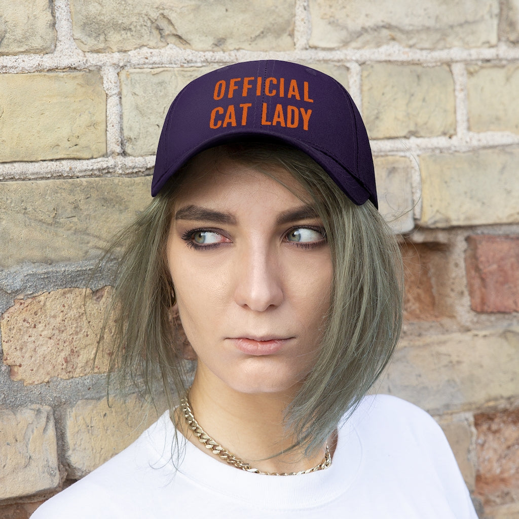Official Cat Lady Embroidered Hat - Orange