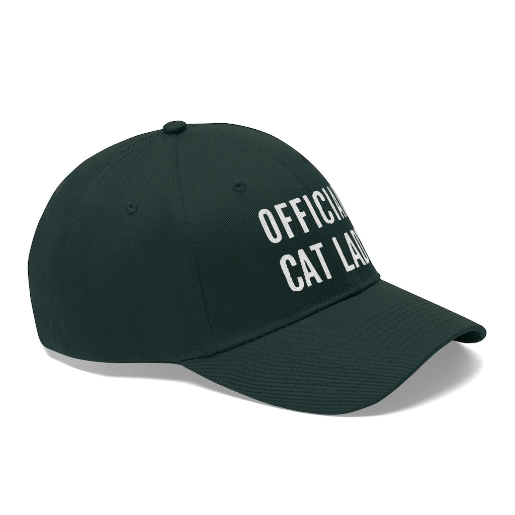Official Cat Lady Embroidered Twill Hat - White