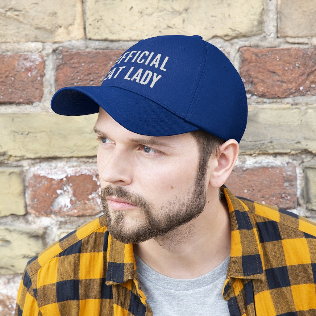Official Cat Lady Embroidered Twill Hat - White