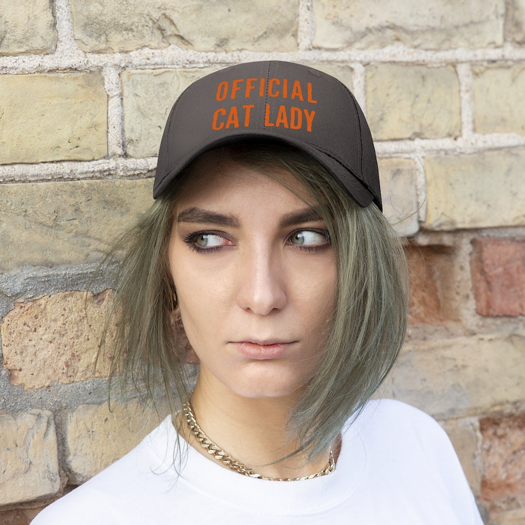 Official Cat Lady Embroidered Hat - Orange