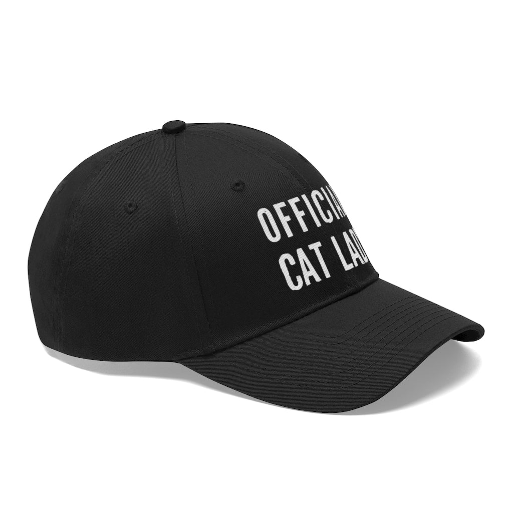 Official Cat Lady Embroidered Twill Hat - White