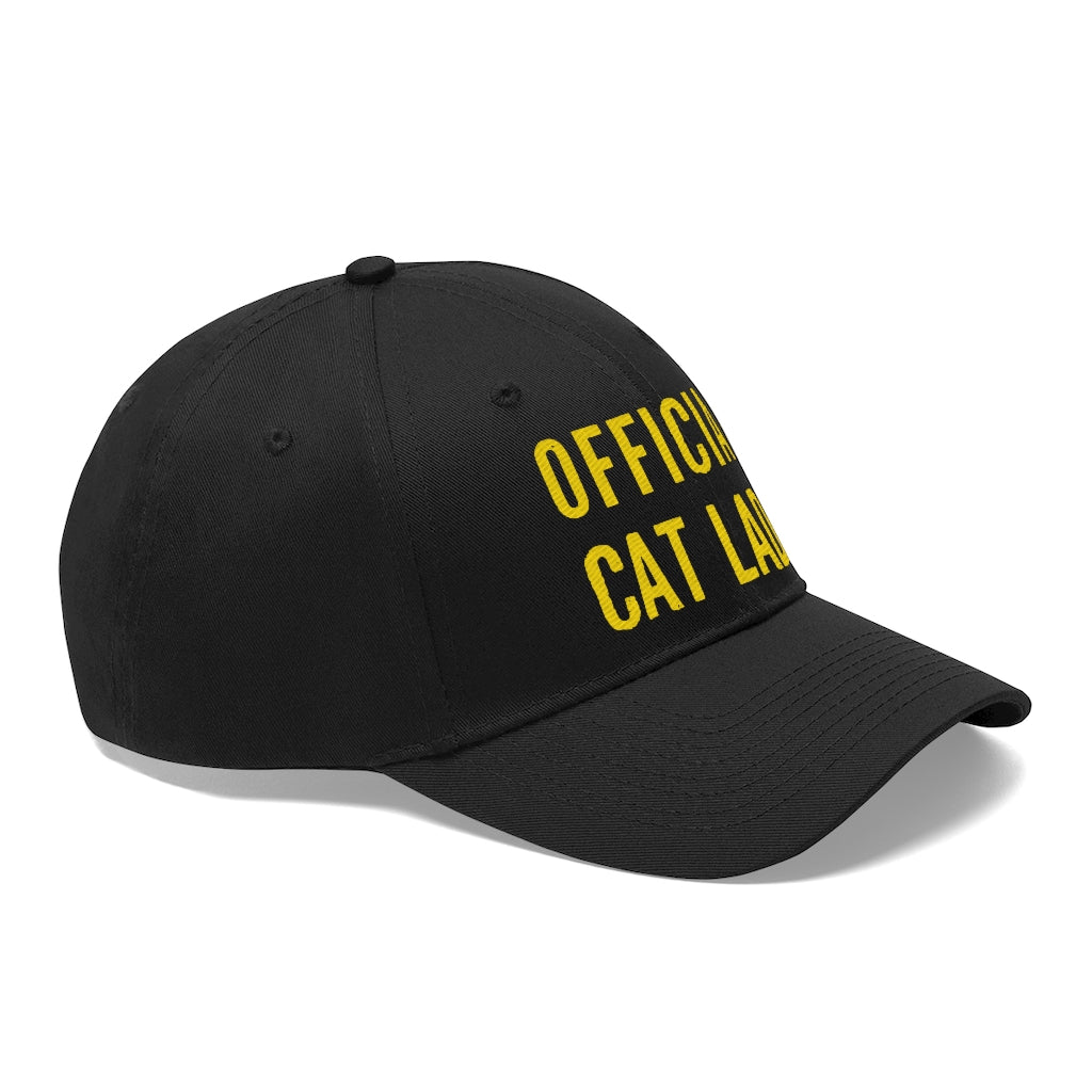 Official Cat Lady Embroidered Twill Hat - Yellow