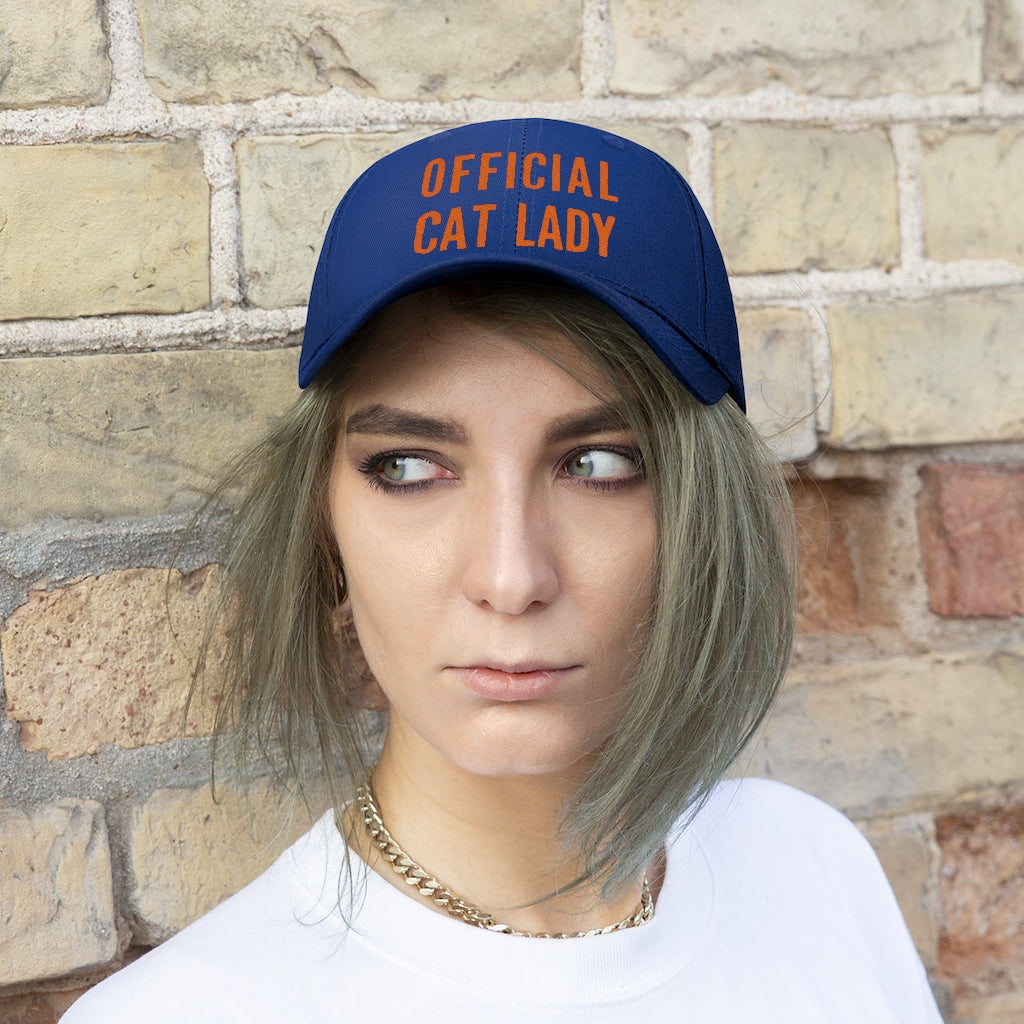 Official Cat Lady Embroidered Hat - Orange