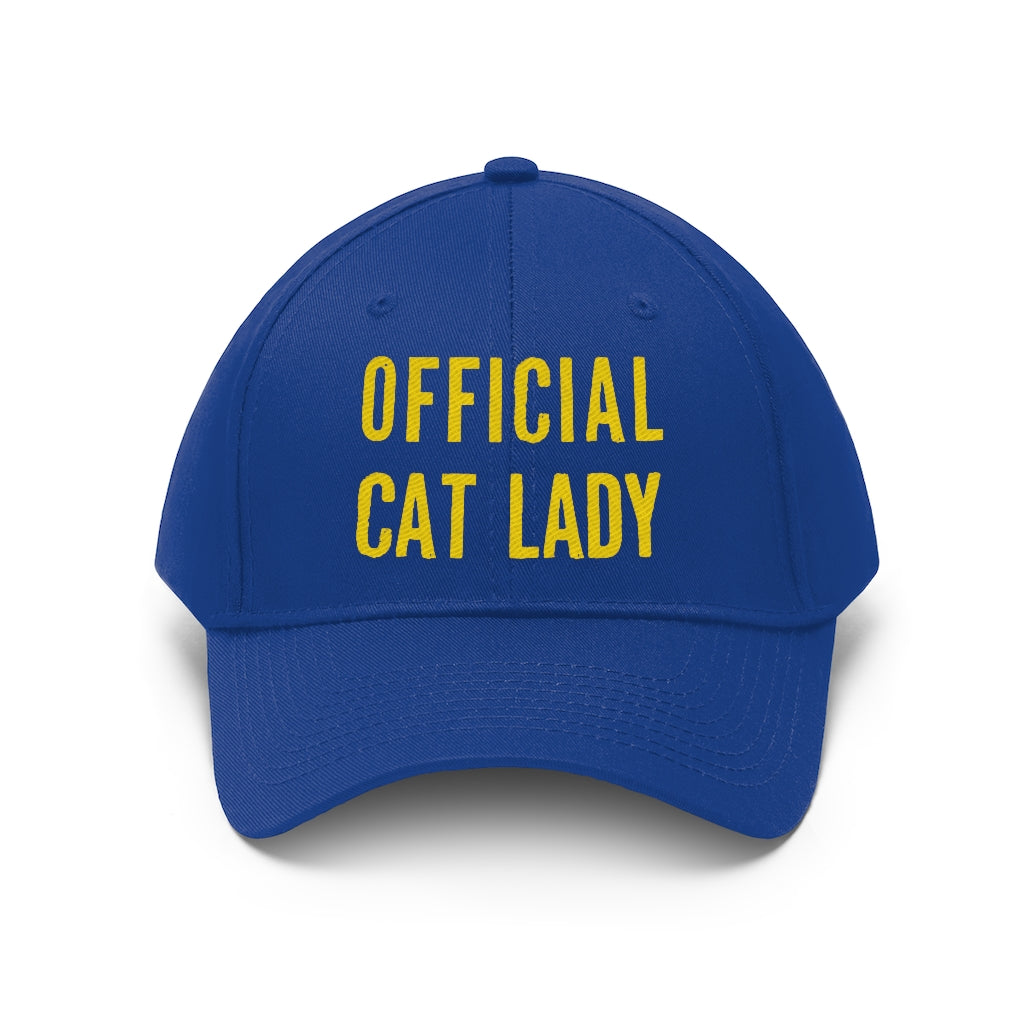 Official Cat Lady Embroidered Twill Hat - Yellow