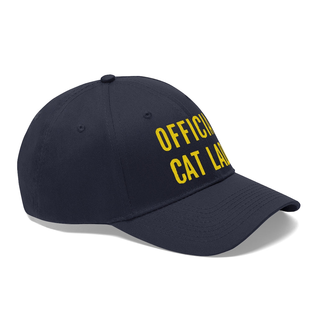 Official Cat Lady Embroidered Twill Hat - Yellow