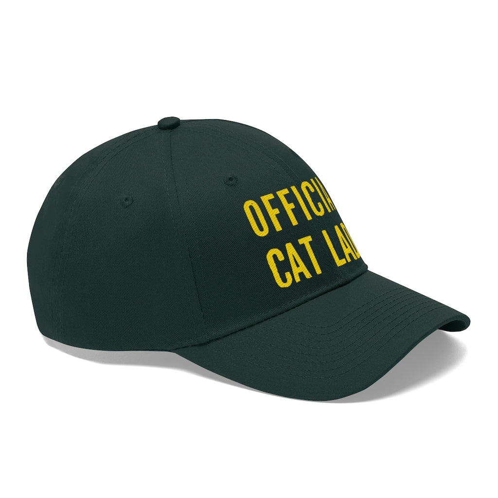 Official Cat Lady Embroidered Twill Hat - Yellow