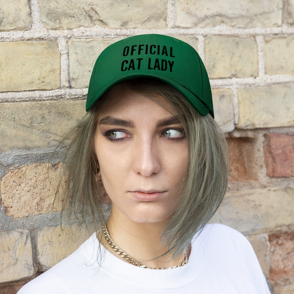 Official Cat Lady Embroidered Hat - Black