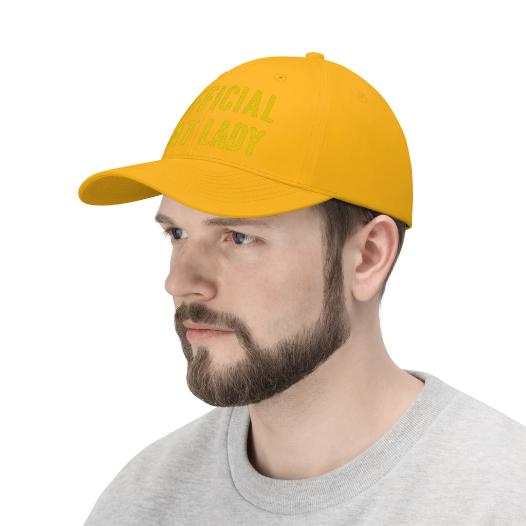 Official Cat Lady Embroidered Twill Hat - Yellow