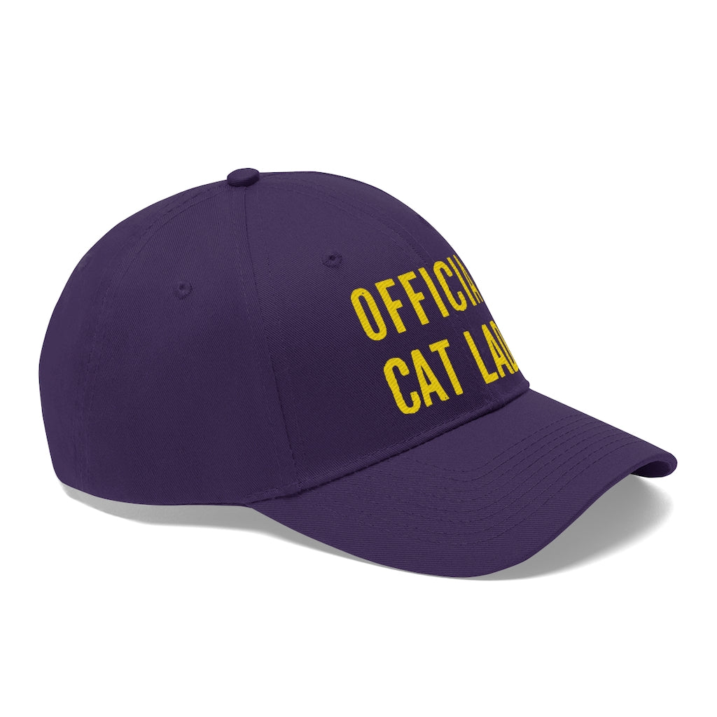 Official Cat Lady Embroidered Twill Hat - Yellow