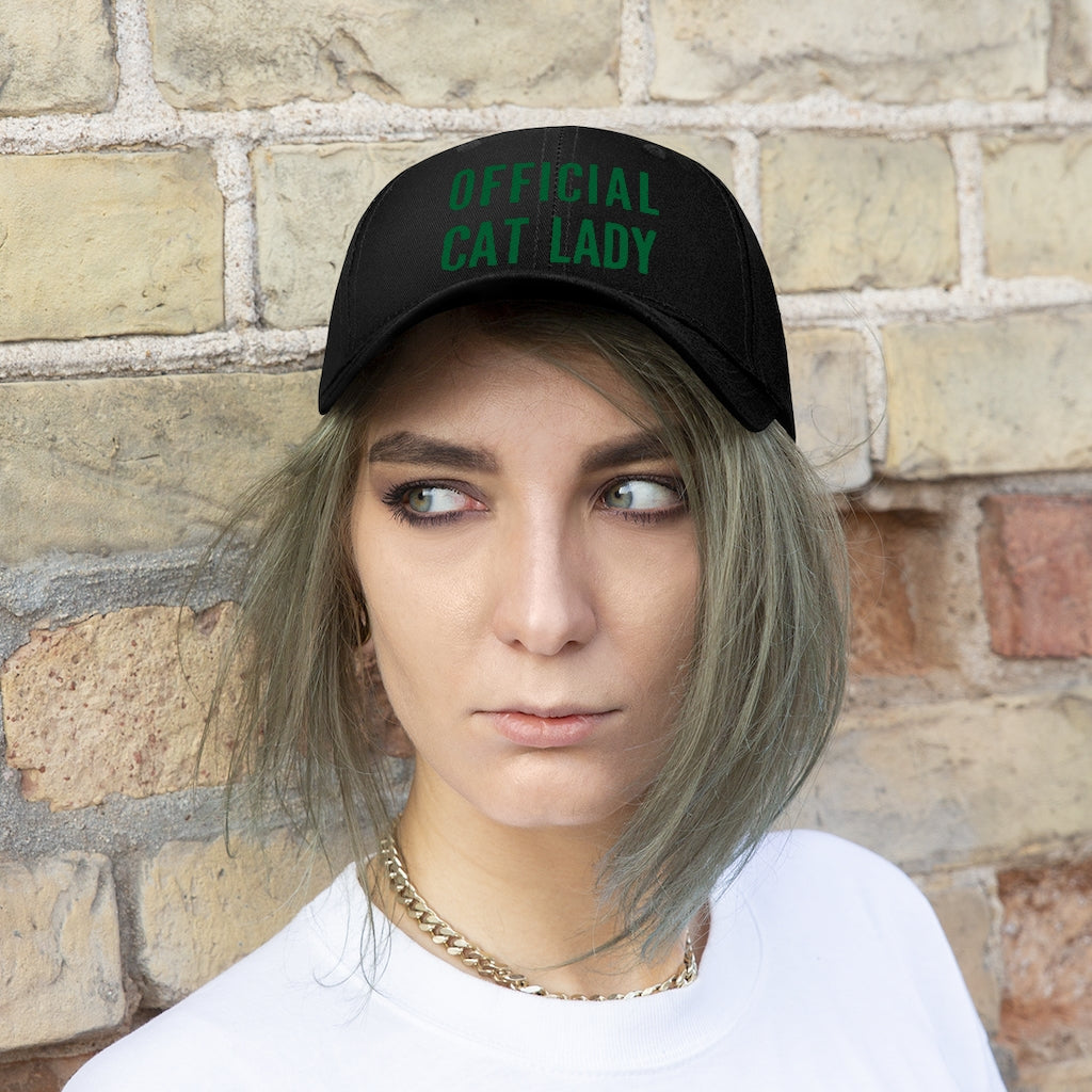 Official Cat Lady Embroidered Hat - Green