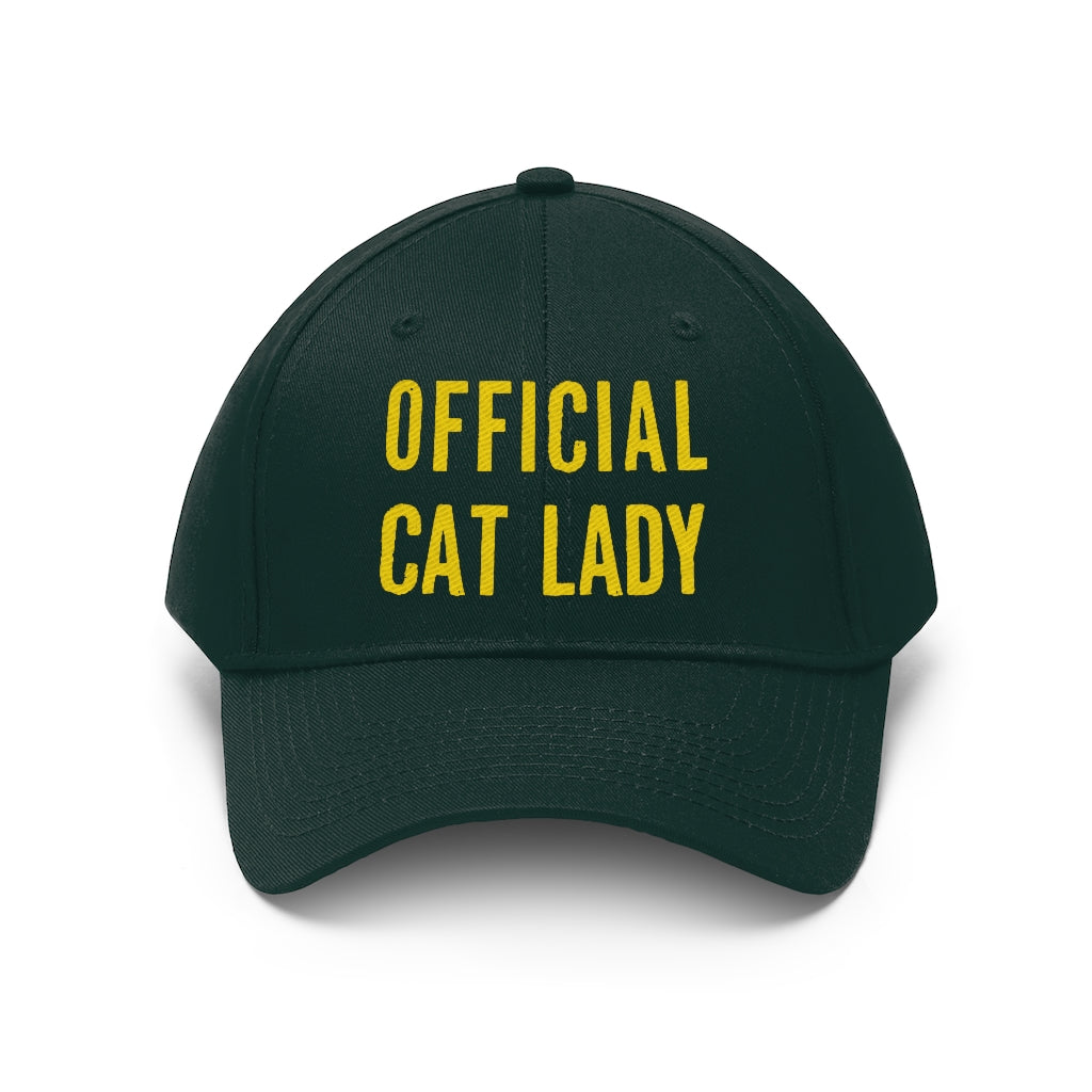 Official Cat Lady Embroidered Twill Hat - Yellow