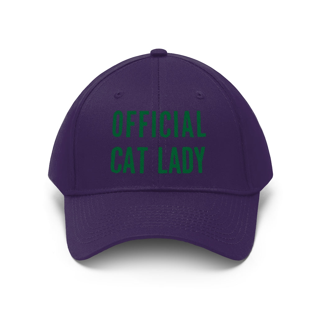 Official Cat Lady Embroidered Hat - Green