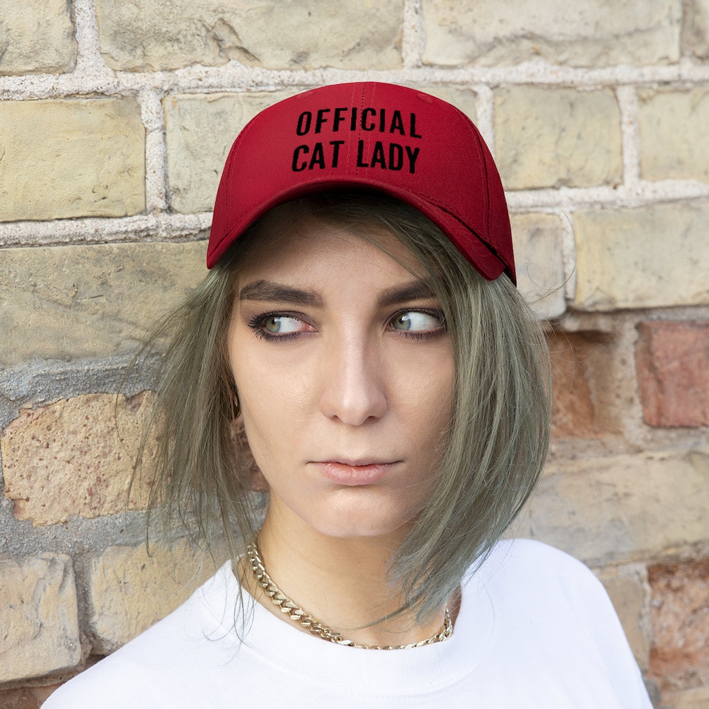 Official Cat Lady Embroidered Hat - Black