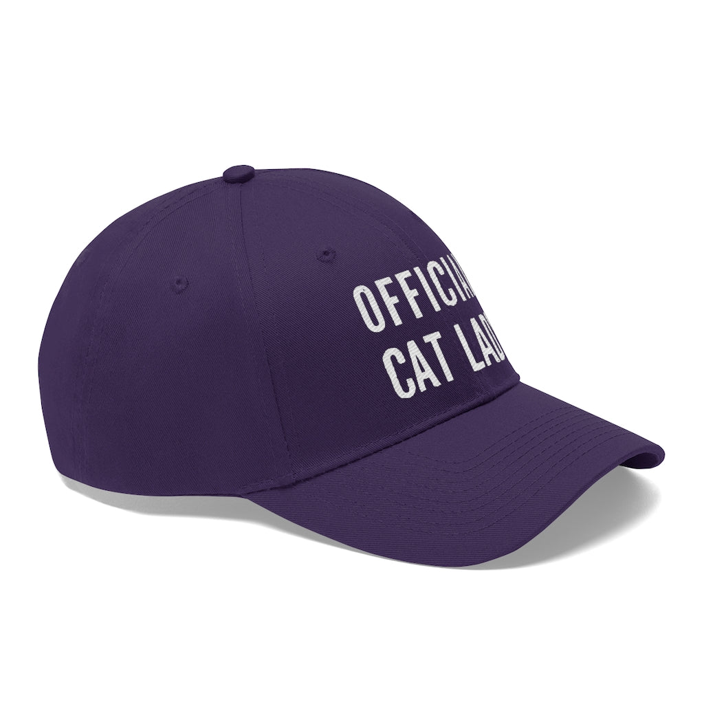 Official Cat Lady Embroidered Twill Hat - White