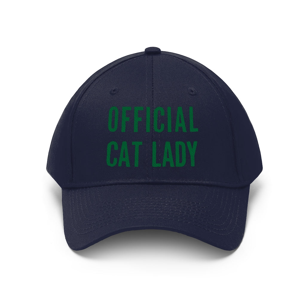 Official Cat Lady Embroidered Hat - Green