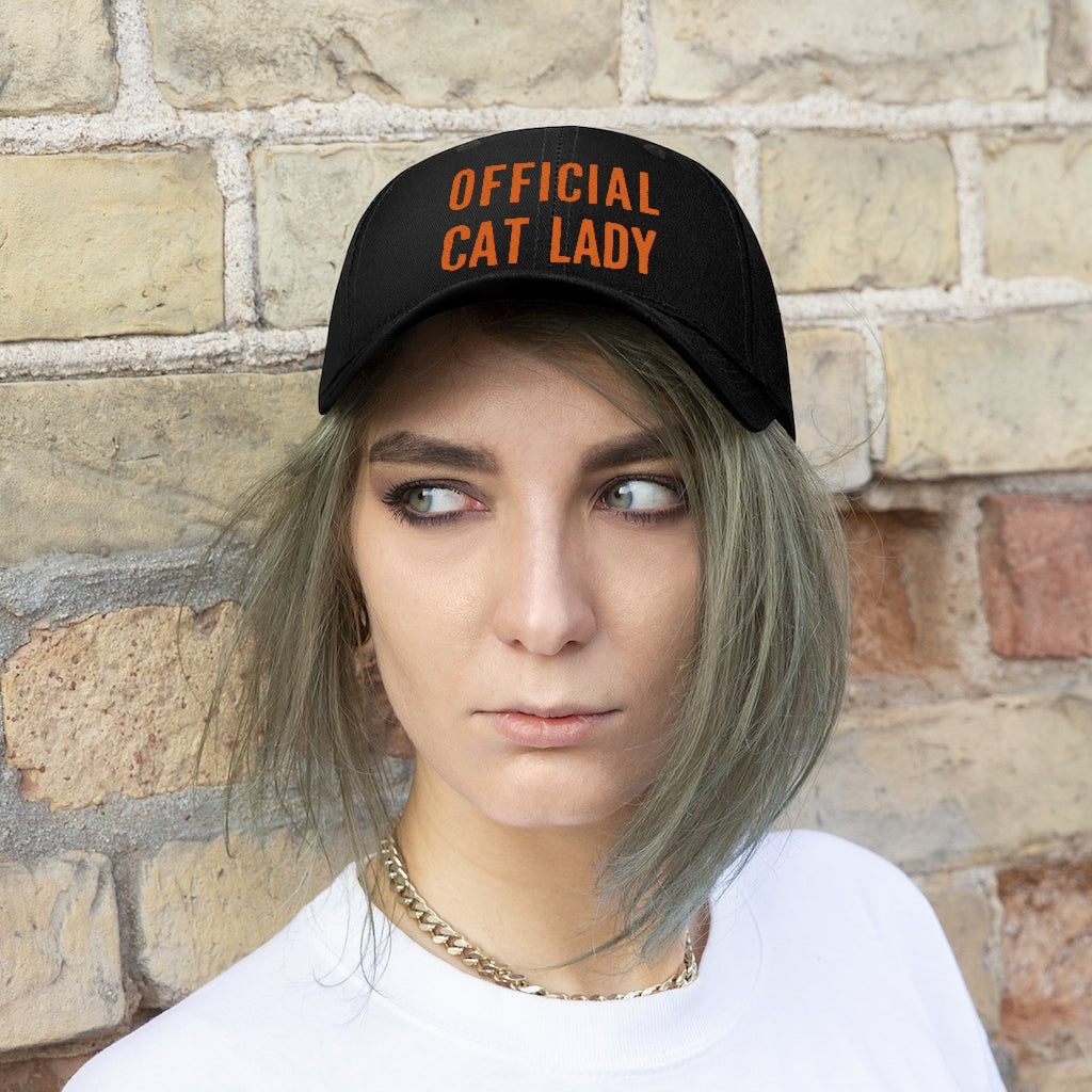 Official Cat Lady Embroidered Hat - Orange