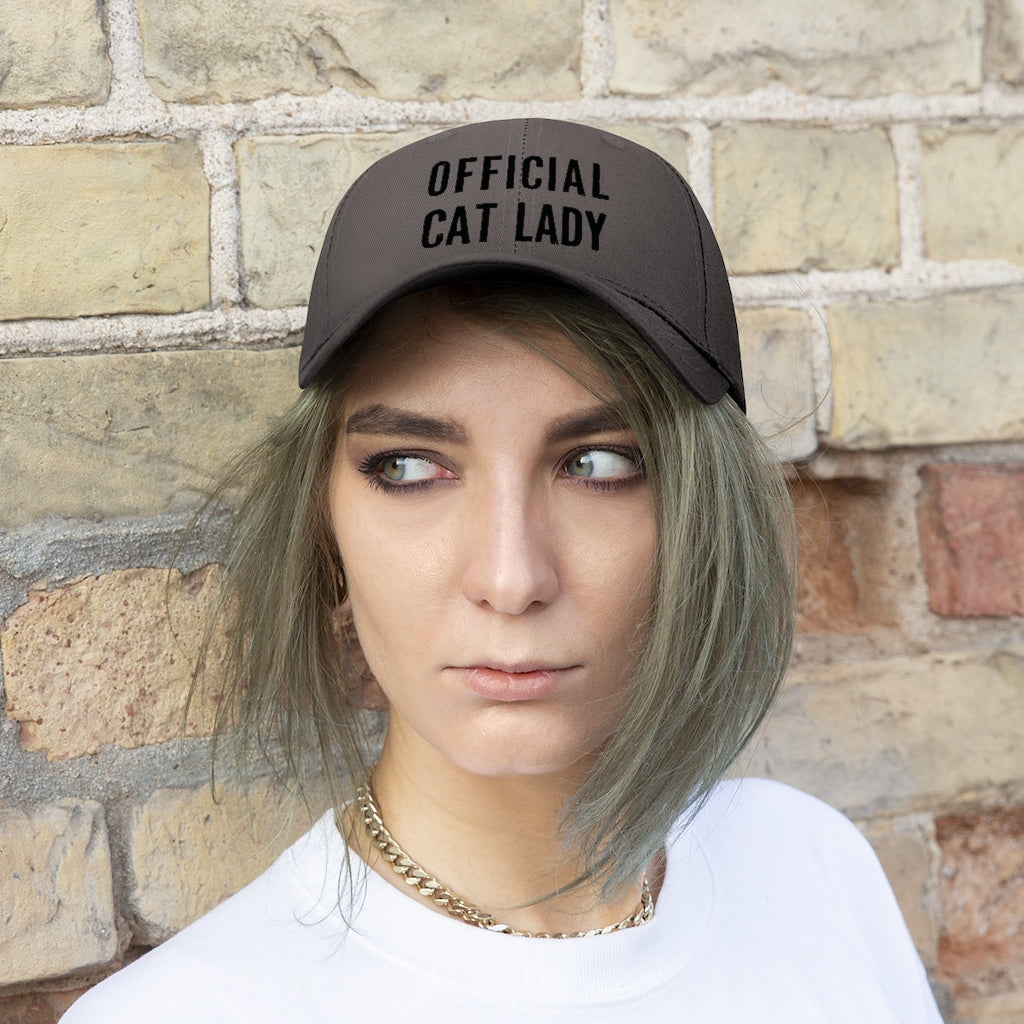 Official Cat Lady Embroidered Hat - Black