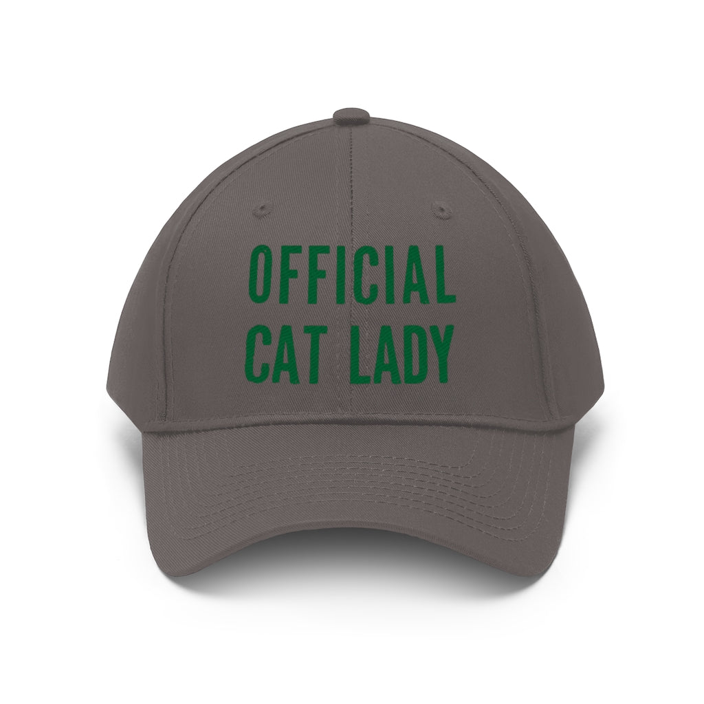 Official Cat Lady Embroidered Hat - Green