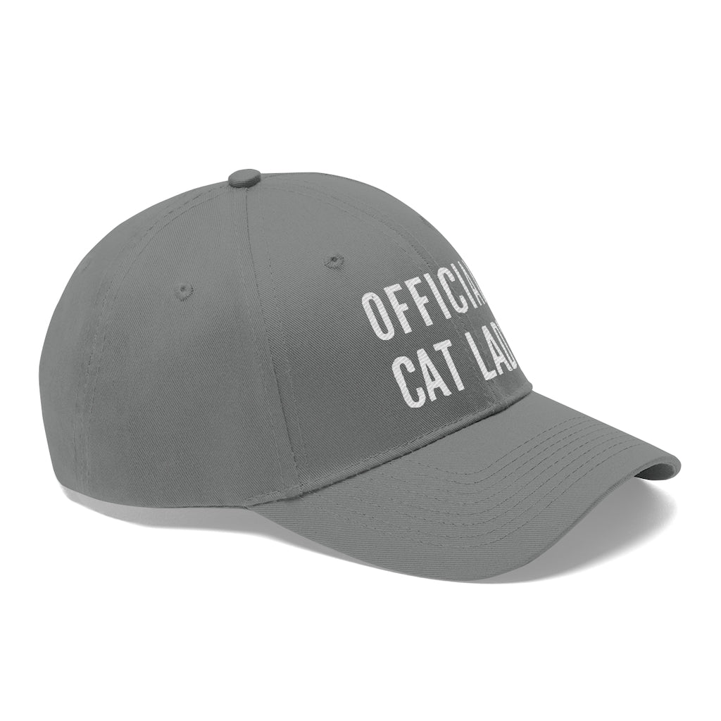 Official Cat Lady Embroidered Twill Hat - White
