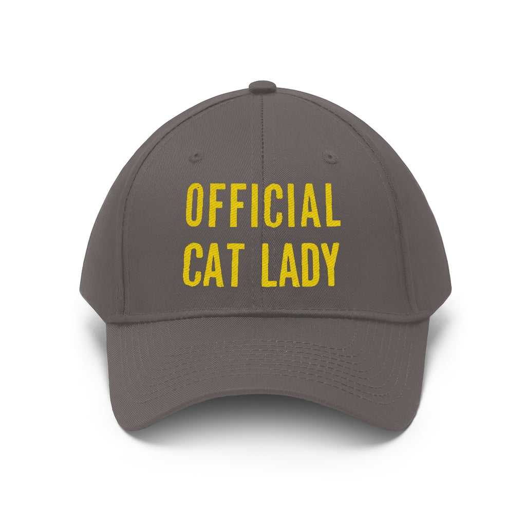 Official Cat Lady Embroidered Twill Hat - Yellow
