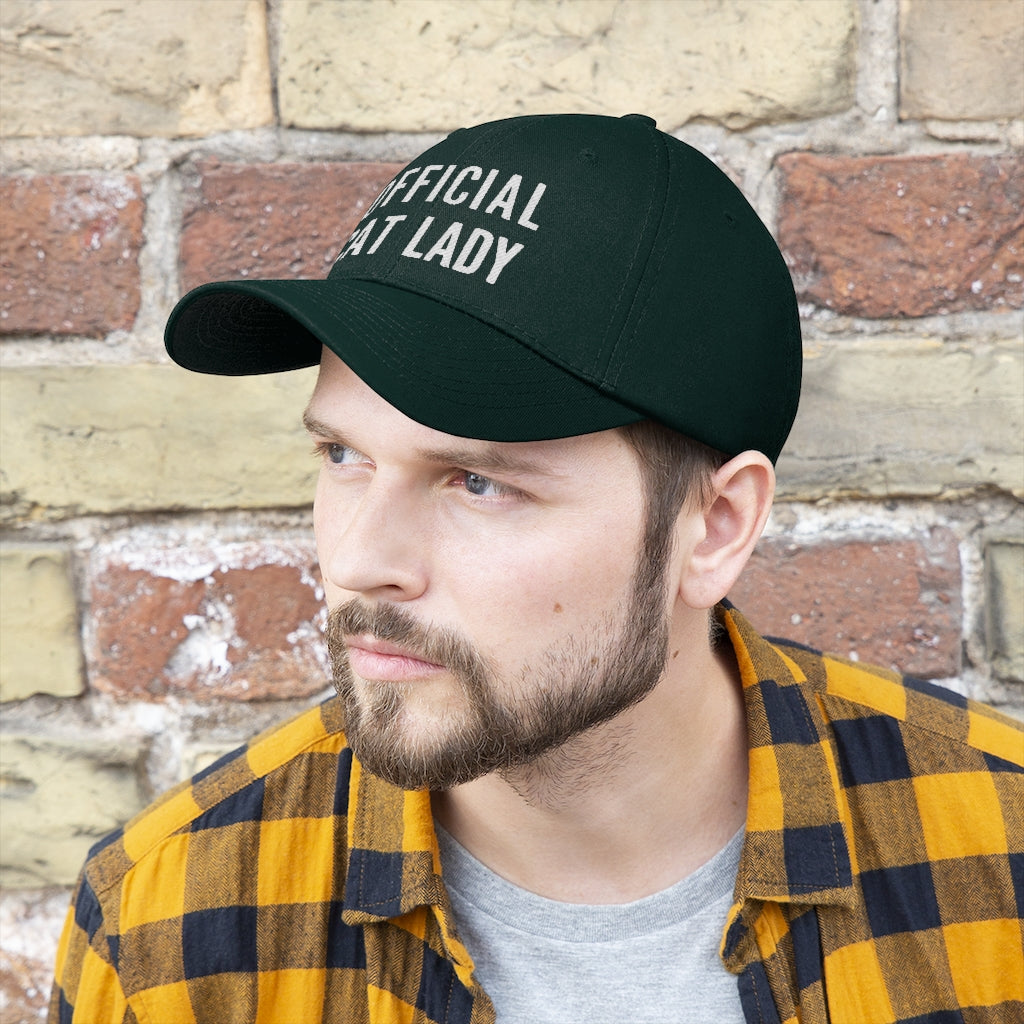 Official Cat Lady Embroidered Twill Hat - White