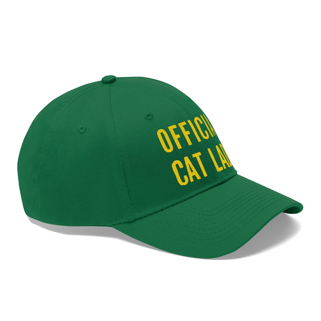 Official Cat Lady Embroidered Twill Hat - Yellow