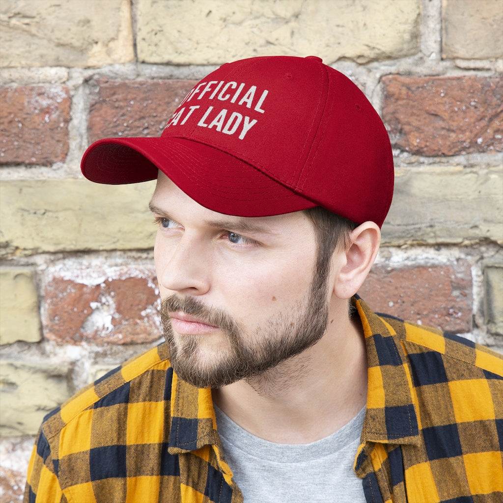 Official Cat Lady Embroidered Twill Hat - White