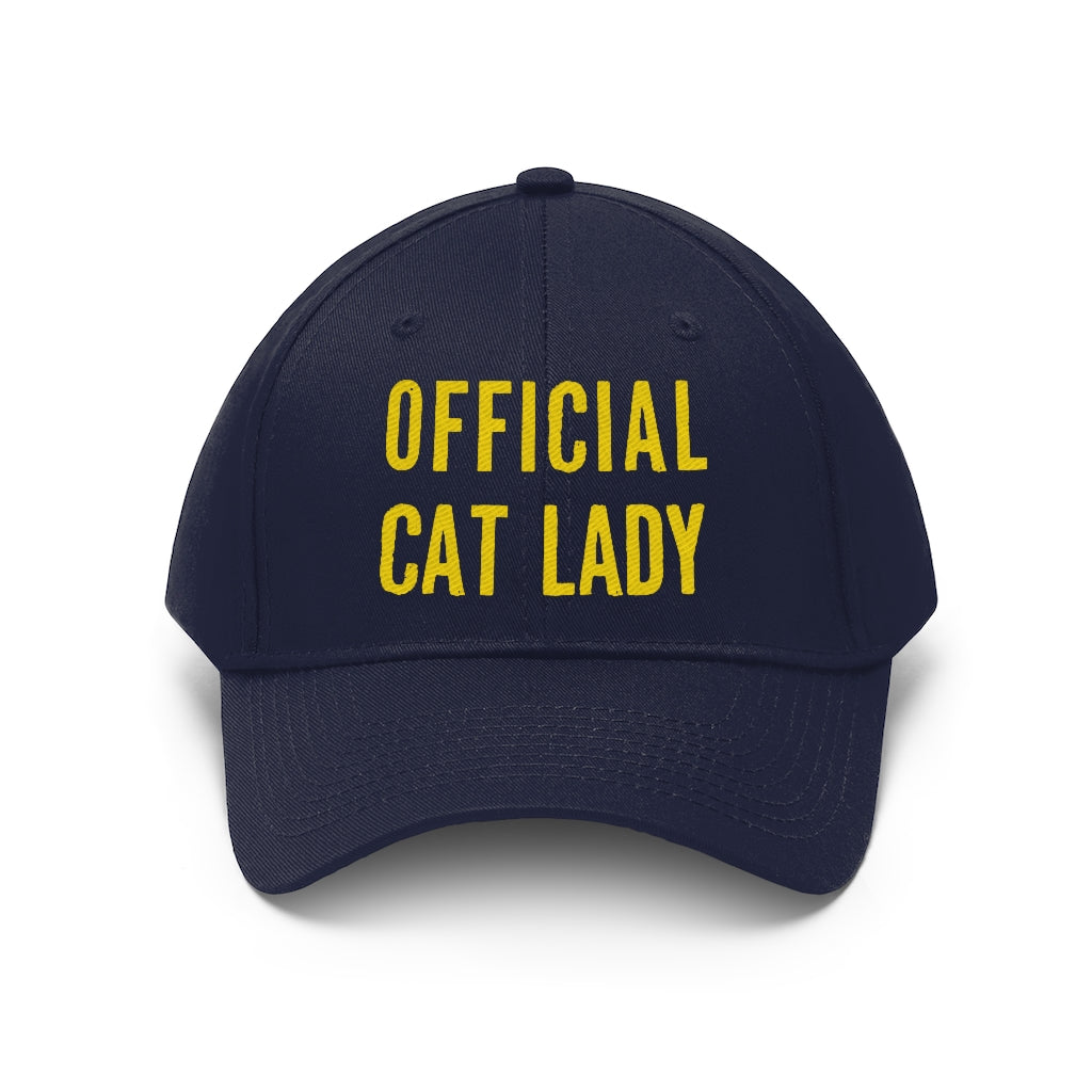 Official Cat Lady Embroidered Twill Hat - Yellow