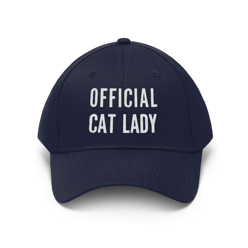 Official Cat Lady Embroidered Twill Hat - White