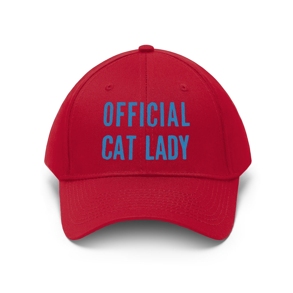 Official Cat Lady Embroidered Hat - Blue