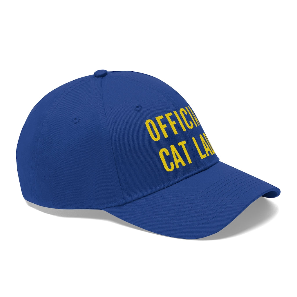 Official Cat Lady Embroidered Twill Hat - Yellow