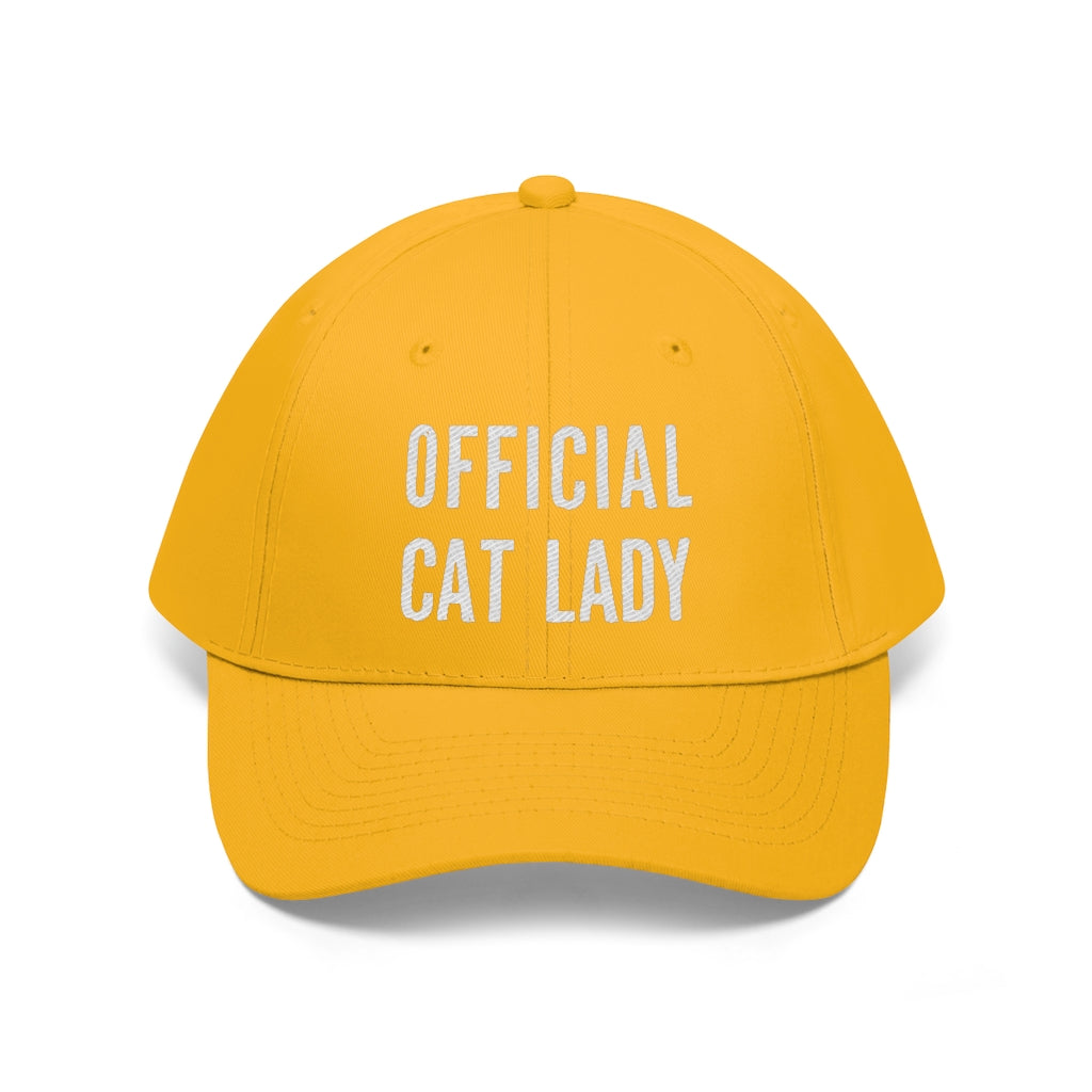 Official Cat Lady Embroidered Twill Hat - White