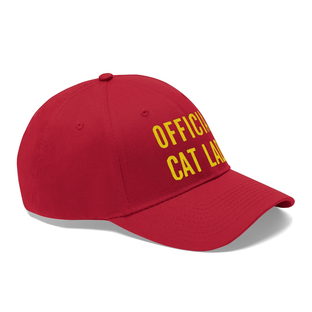 Official Cat Lady Embroidered Twill Hat - Yellow