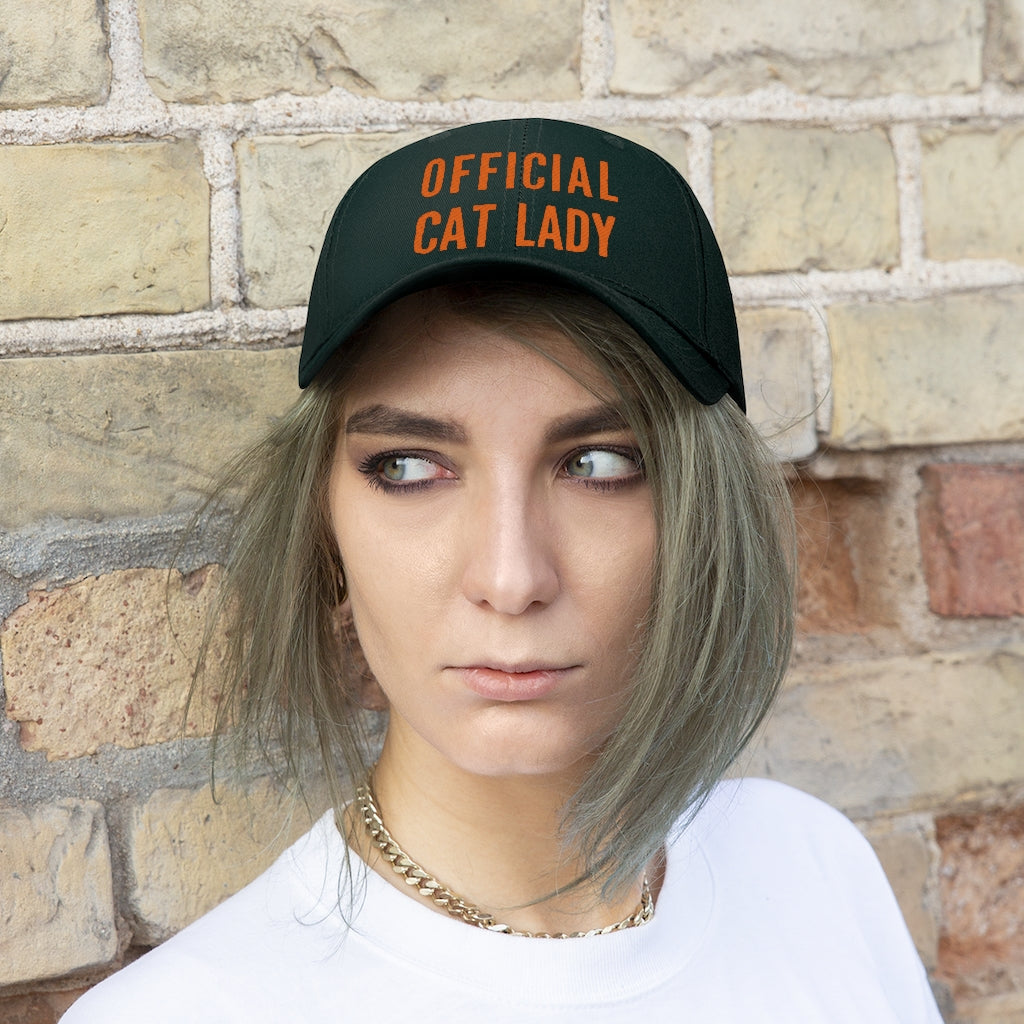 Official Cat Lady Embroidered Hat - Orange