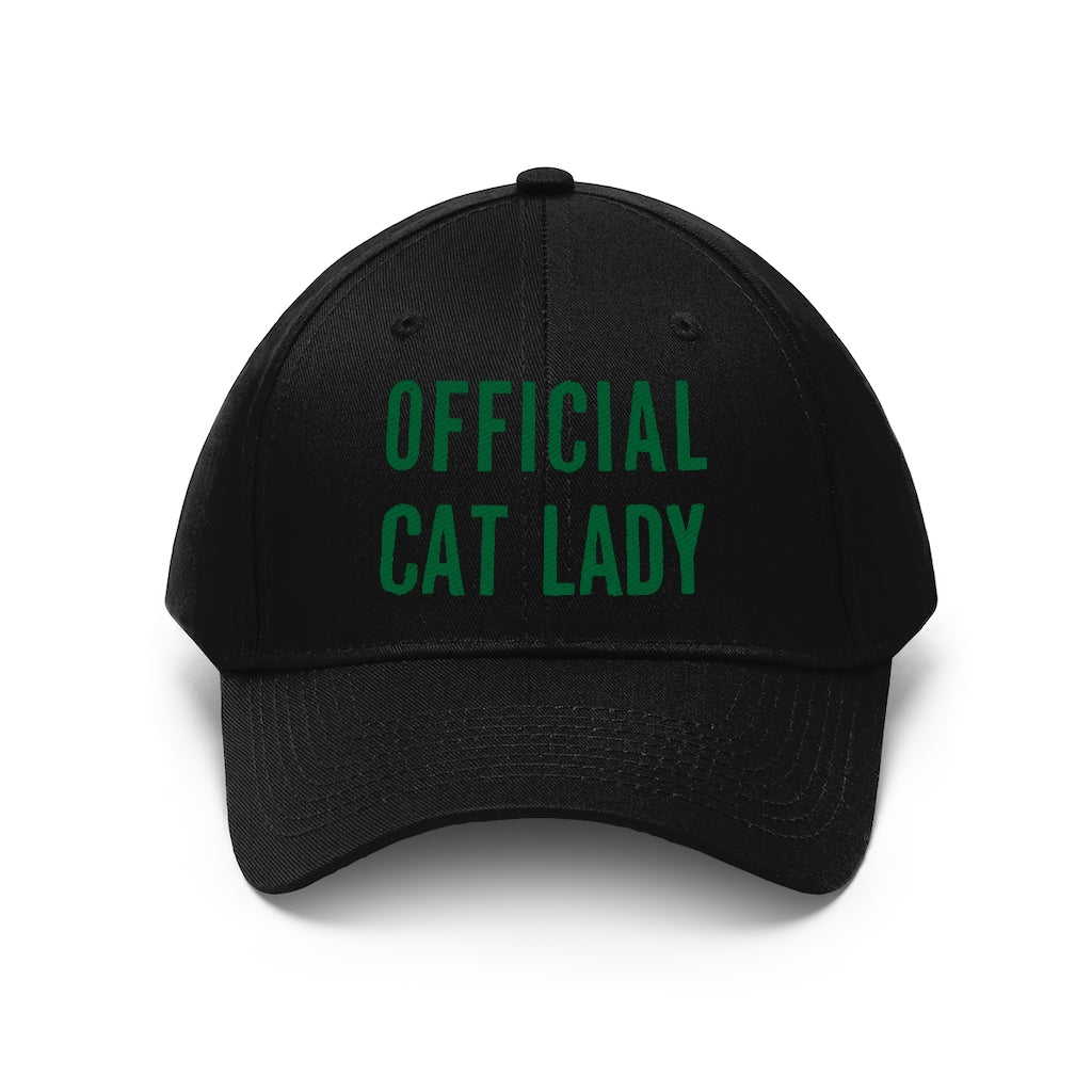 Official Cat Lady Embroidered Hat - Green