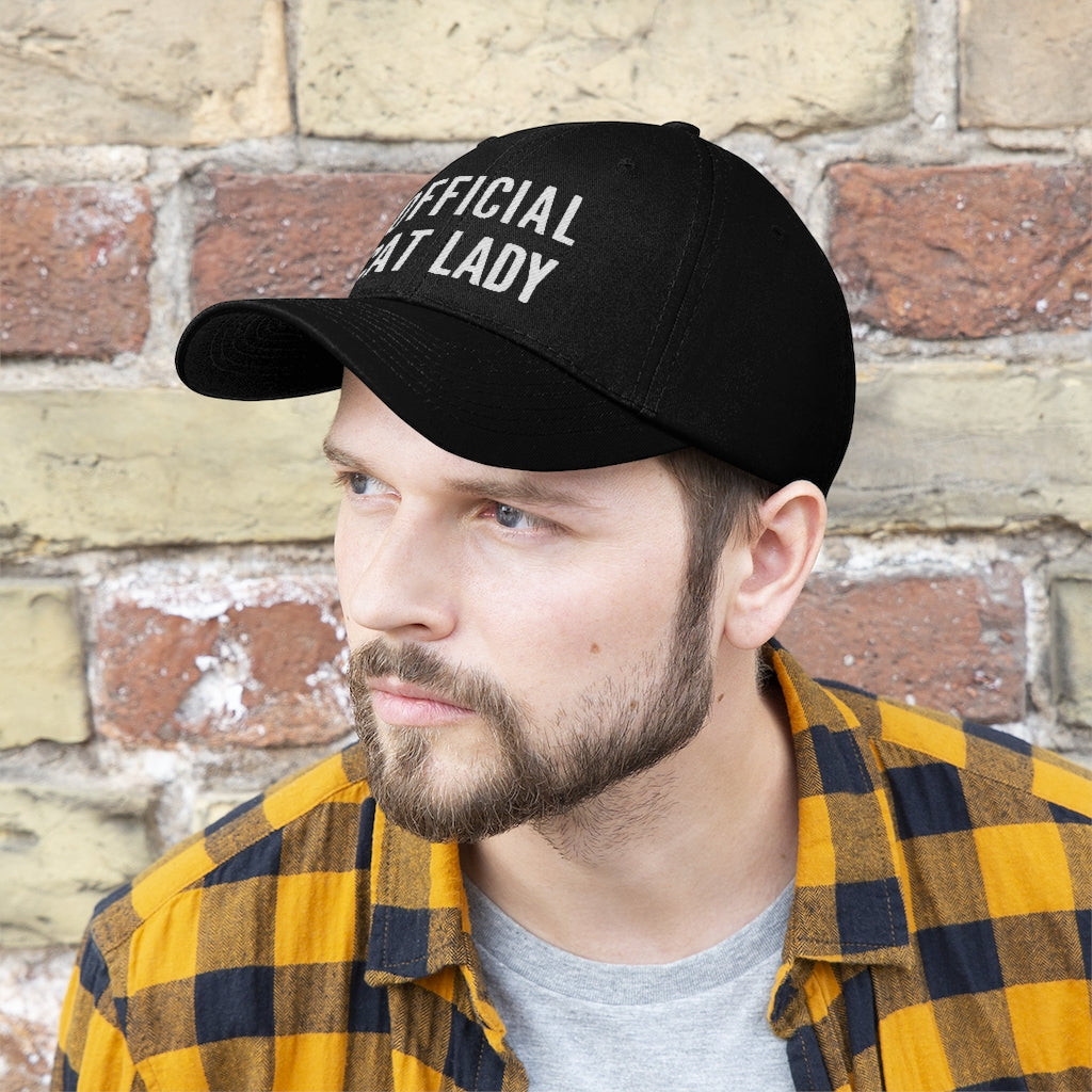 Official Cat Lady Embroidered Twill Hat - White