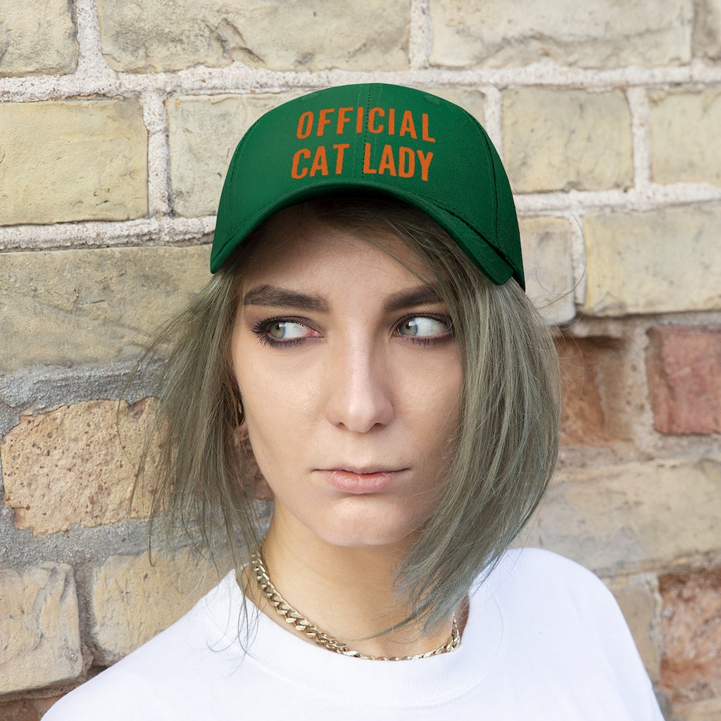 Official Cat Lady Embroidered Hat - Orange