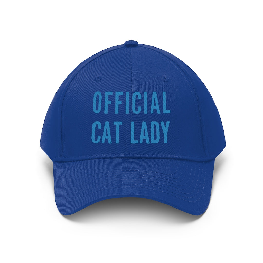 Official Cat Lady Embroidered Hat - Blue