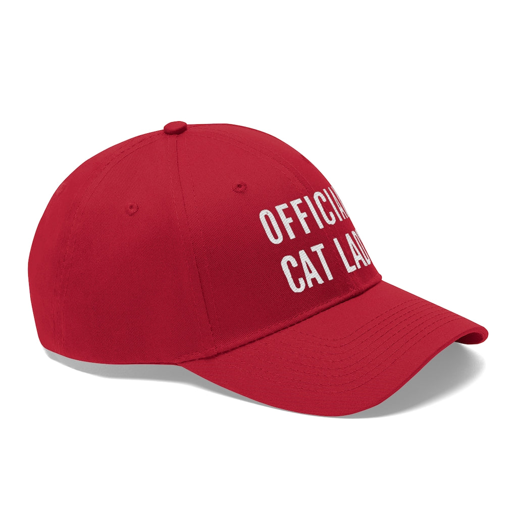 Official Cat Lady Embroidered Twill Hat - White