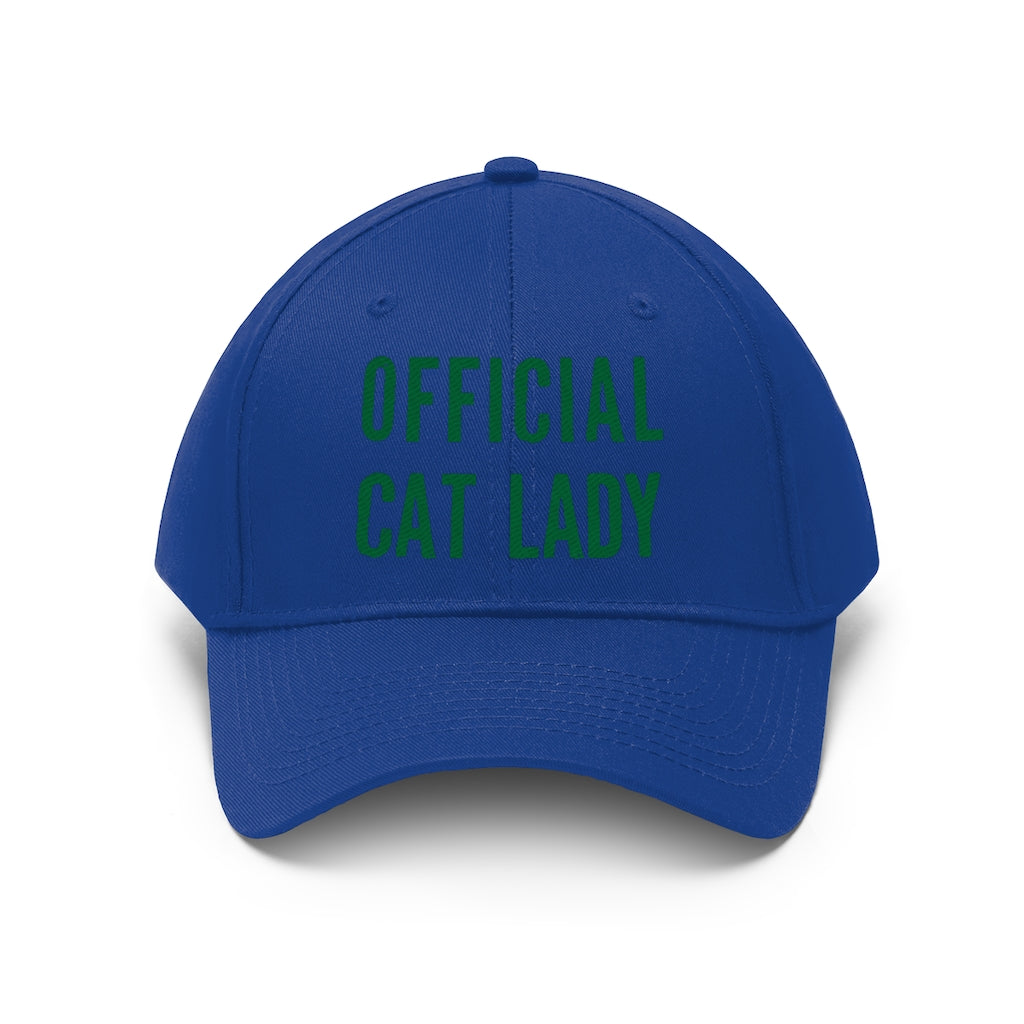 Official Cat Lady Embroidered Hat - Green