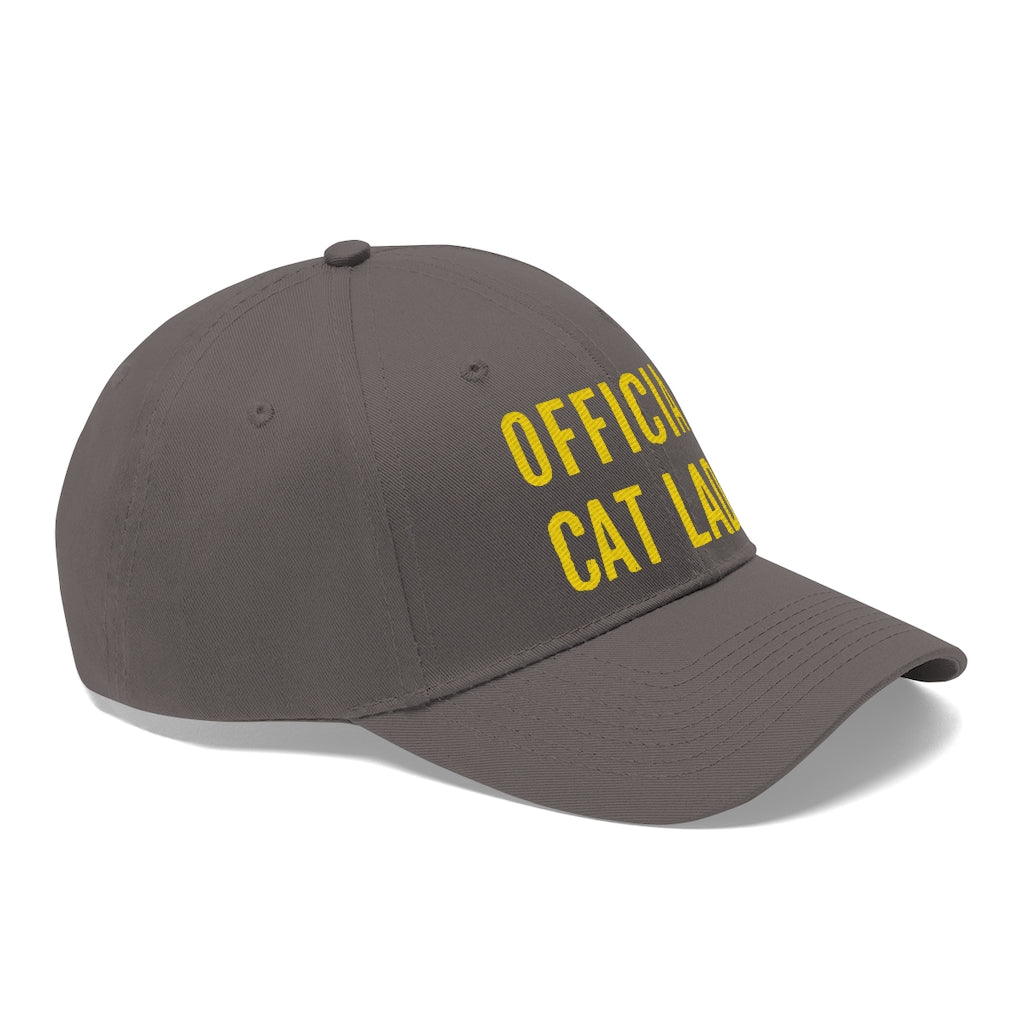 Official Cat Lady Embroidered Twill Hat - Yellow