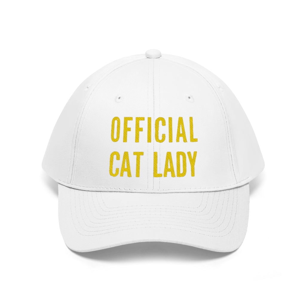 Official Cat Lady Embroidered Twill Hat - Yellow