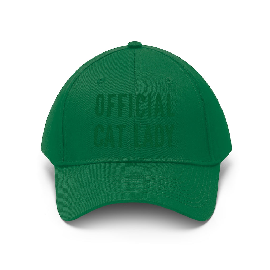 Official Cat Lady Embroidered Hat - Green