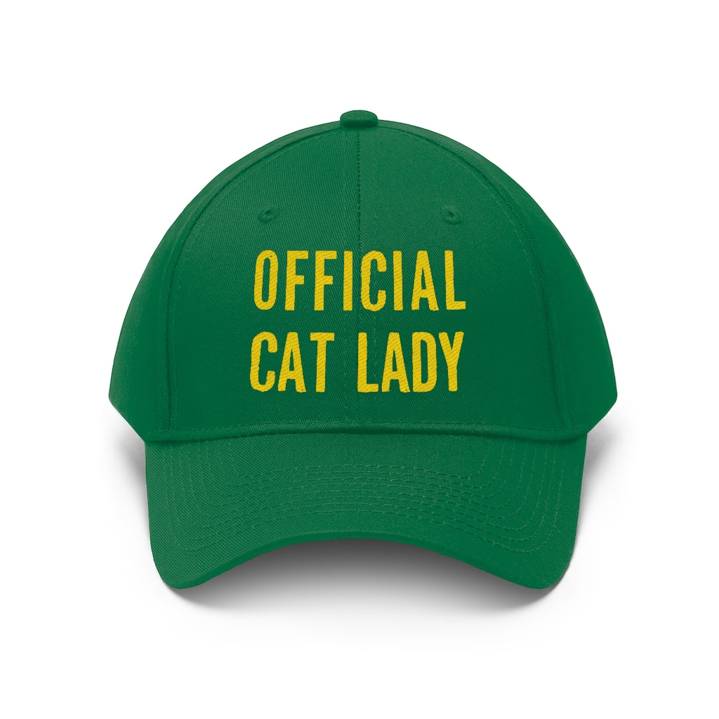Official Cat Lady Embroidered Twill Hat - Yellow