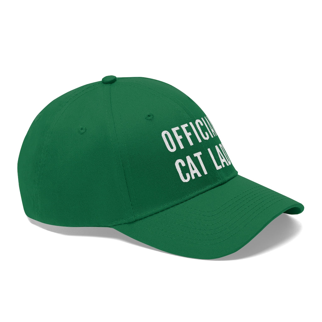 Official Cat Lady Embroidered Twill Hat - White