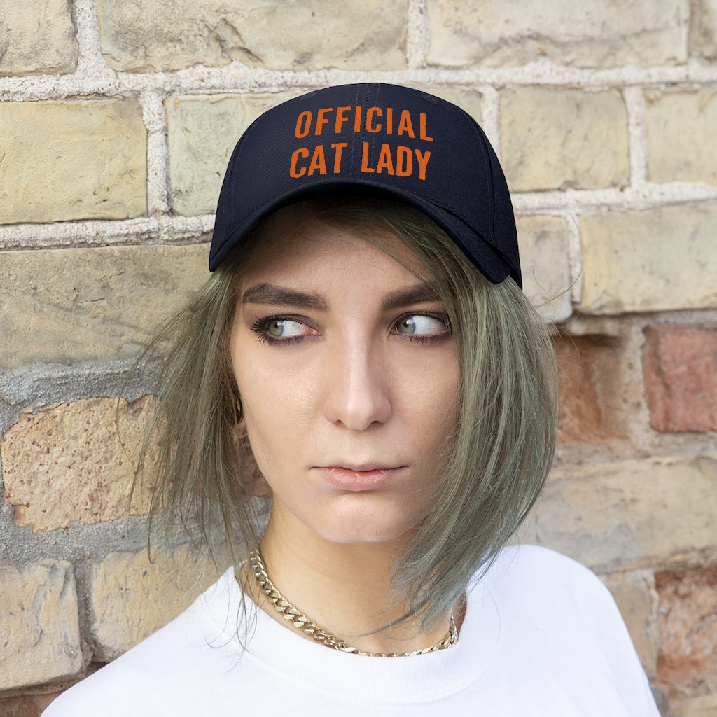 Official Cat Lady Embroidered Hat - Orange