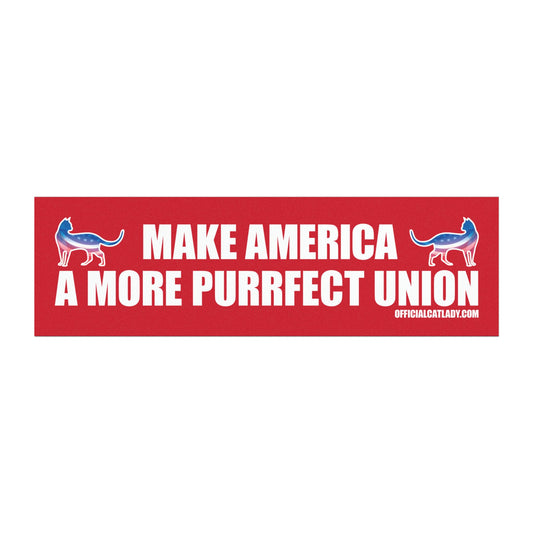 Make America A More Purrfect Union - Red - Cat-Themed Car Magnet