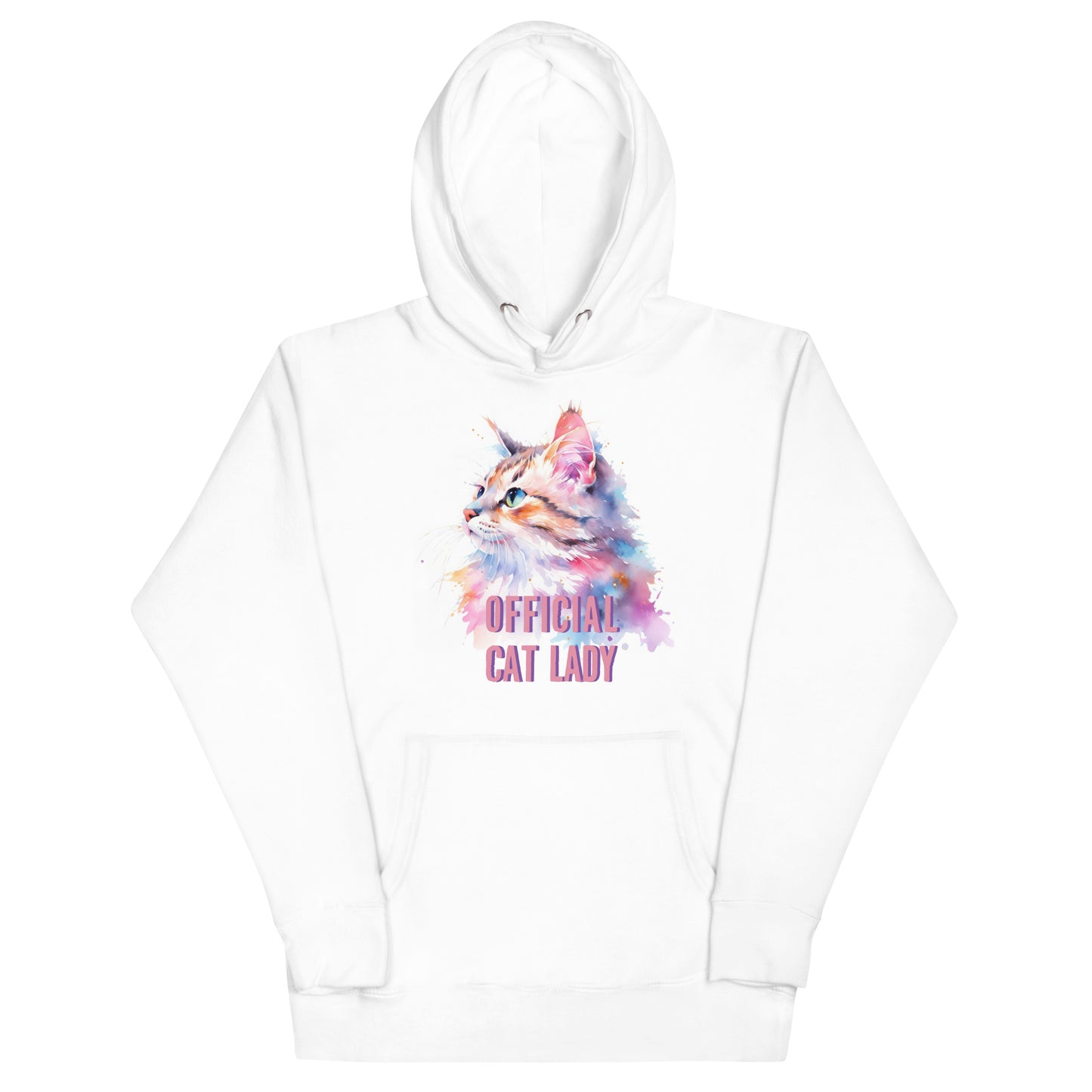 Official Cat Lady Watercolor Kitty Hoodie